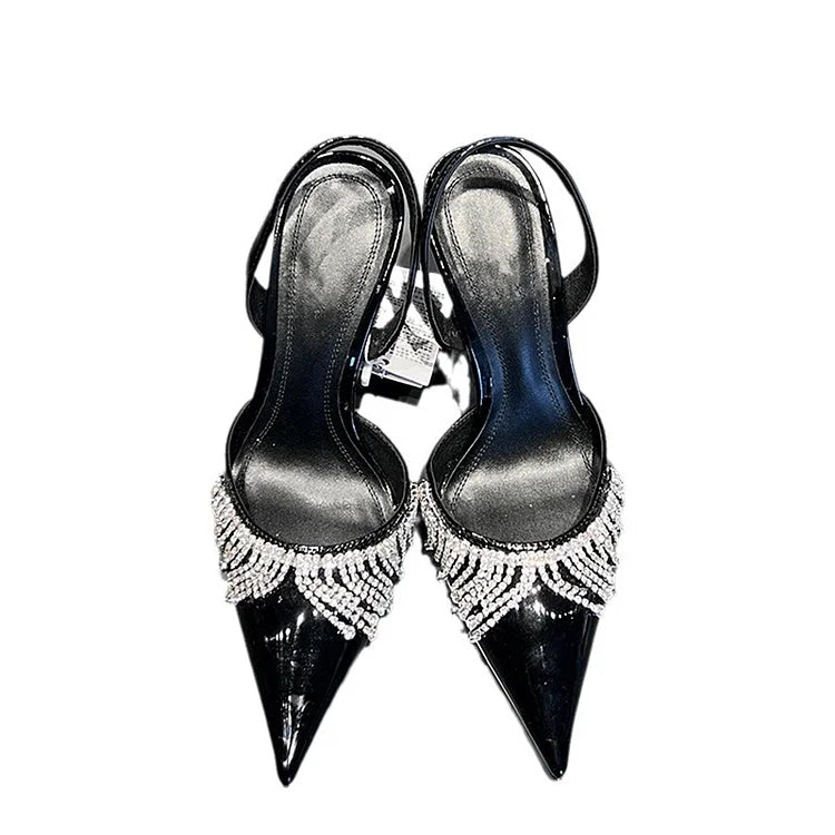 Le Noire Éclat — Crystal Fringe Slingback