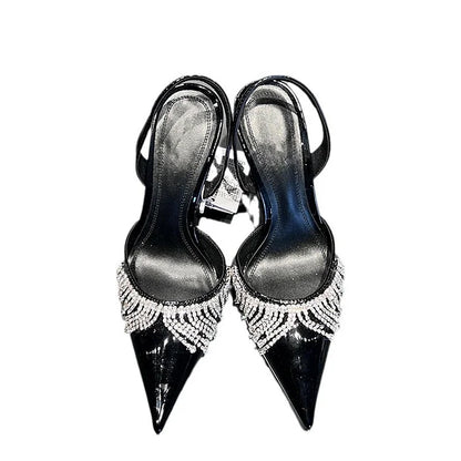 Le Noire Éclat — Crystal Fringe Slingback