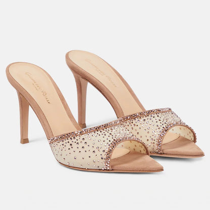 Le Celeste Heel — Embellished Mesh Mule