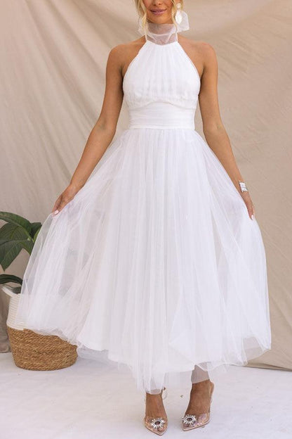 La Celestine — Tulle Halter Midi in Soft Volume