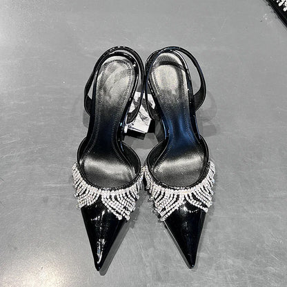 Le Noire Éclat — Crystal Fringe Slingback