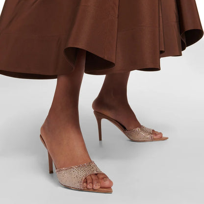 Le Celeste Heel — Embellished Mesh Mule