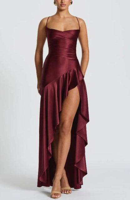 La Valeria — Twist Cowl Maxi with Cascading Ruffle