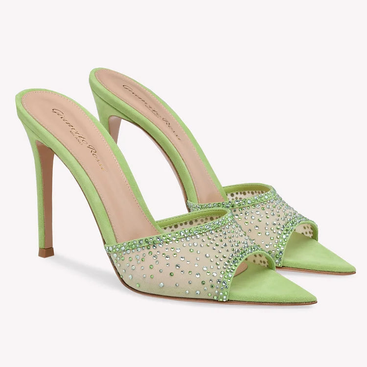 Le Celeste Heel — Embellished Mesh Mule