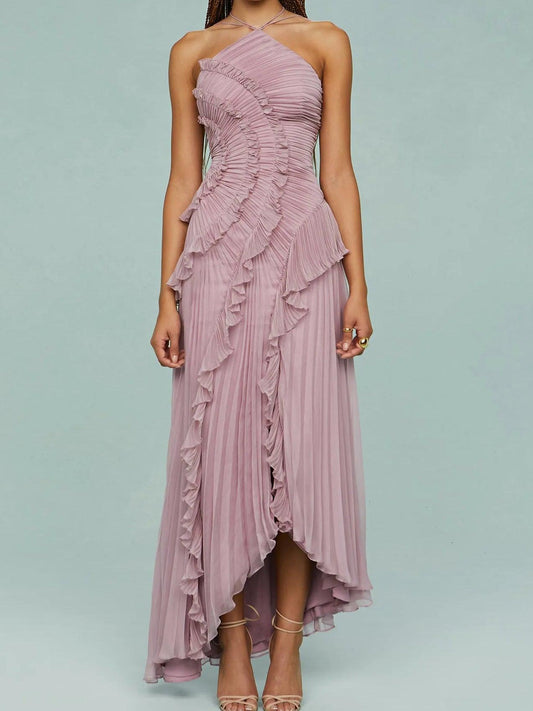 La Elara — Asymmetric Tie-Neck Maxi in Blush