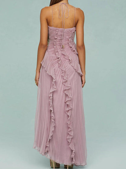 La Elara — Asymmetric Tie-Neck Maxi in Blush