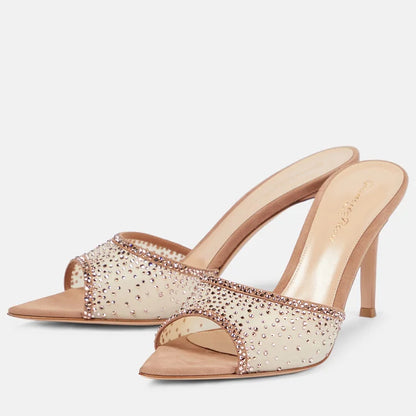 Le Celeste Heel — Embellished Mesh Mule