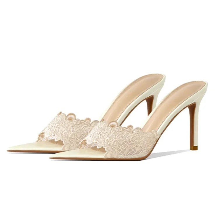 Le Rosalie Mule — Embroidered Pointed Heel