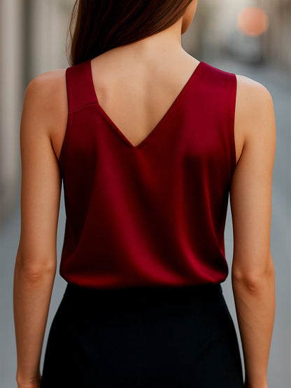 La Satin Rouge — Asymmetrical Satin Blouse