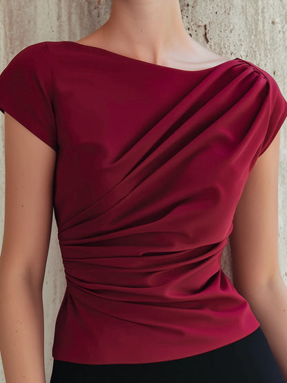 La Drapée Rubis — Asymmetrical Ruched Top