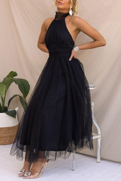 La Celestine — Tulle Halter Midi in Soft Volume