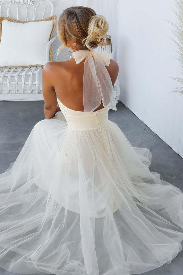 La Celestine — Tulle Halter Midi in Soft Volume