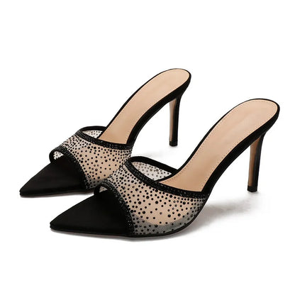 Le Celeste Heel — Embellished Mesh Mule