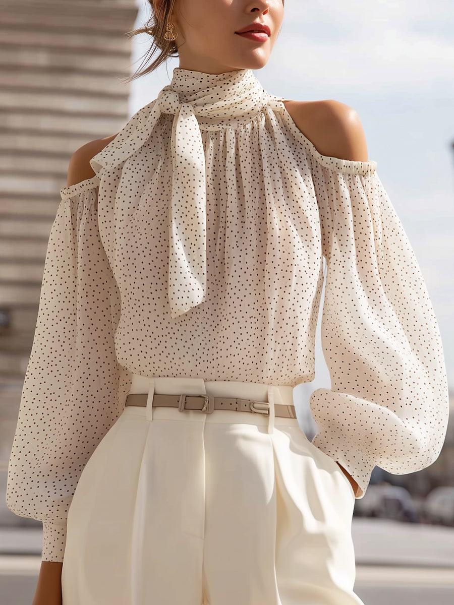 La Pois Élégante — Polka Dot Chiffon Blouse