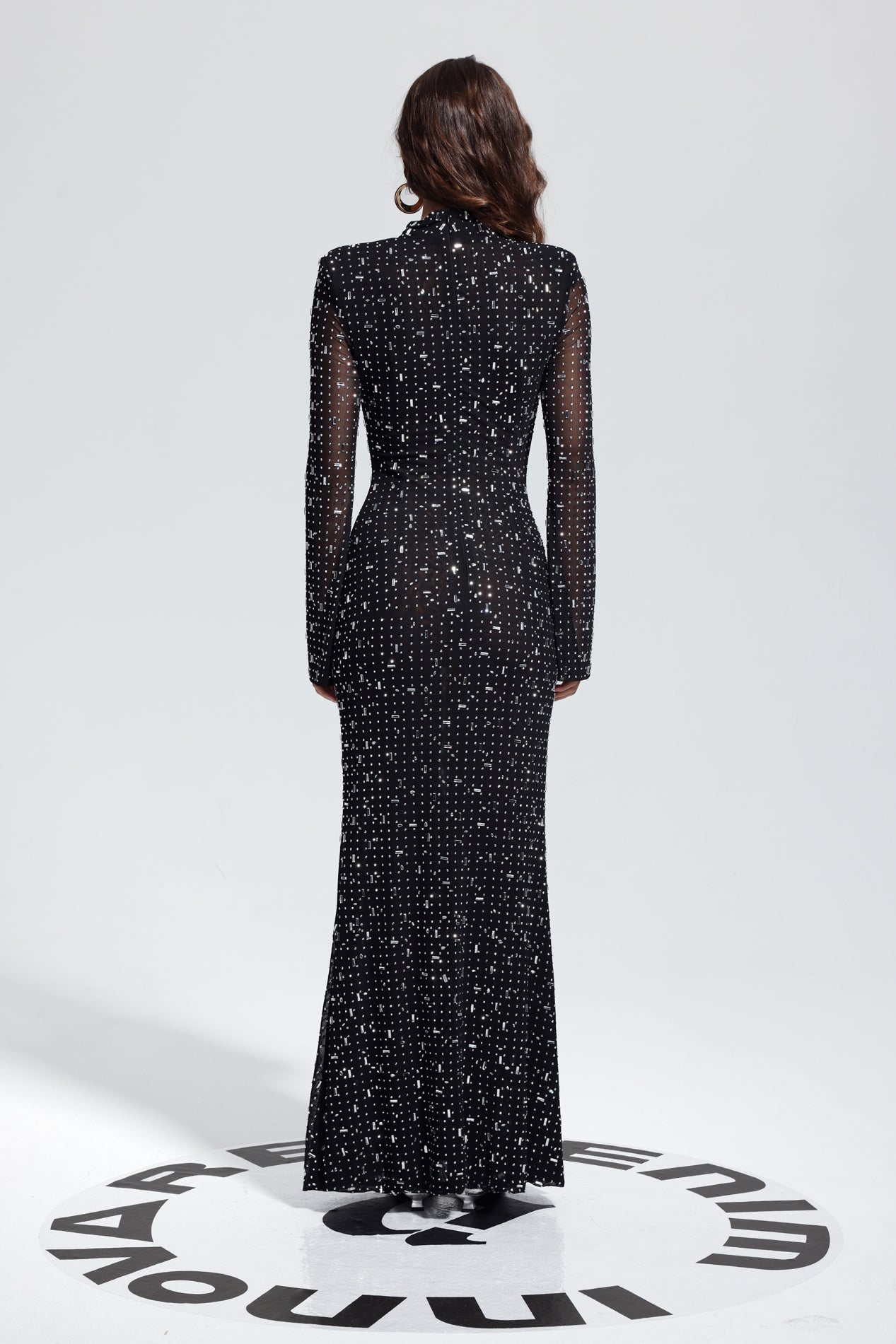 Andie — Rhinestone Long-Sleeve Bodycon Maxi Dress
