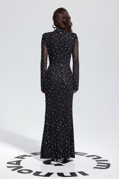 Andie — Rhinestone Long-Sleeve Bodycon Maxi Dress