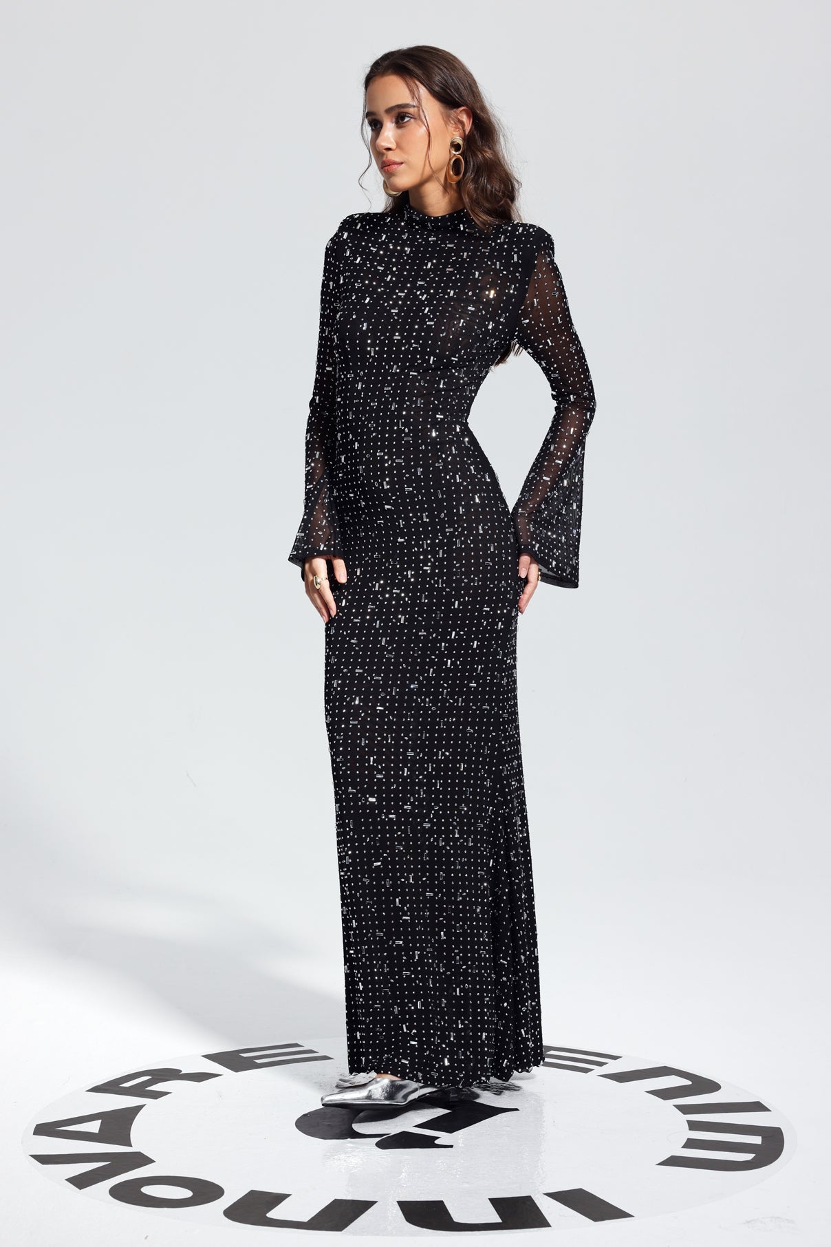 Andie — Rhinestone Long-Sleeve Bodycon Maxi Dress