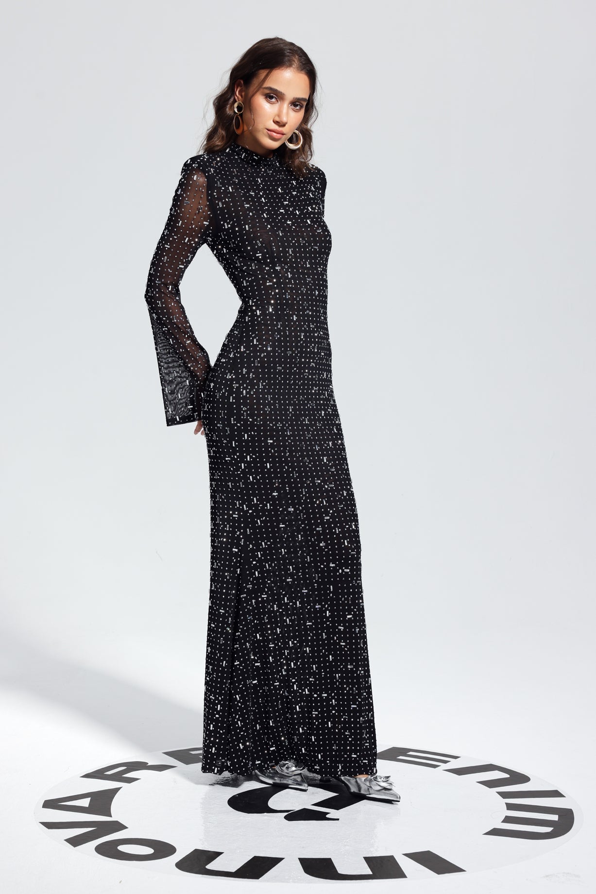 Andie — Rhinestone Long-Sleeve Bodycon Maxi Dress
