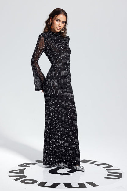 Andie — Rhinestone Long-Sleeve Bodycon Maxi Dress