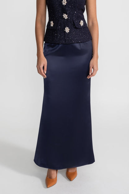La Celeste — Tweed Embellished Co-Ord in Navy