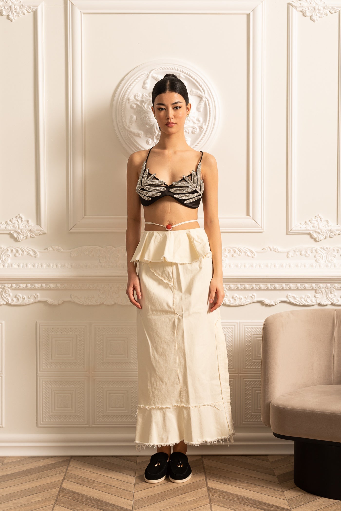 La Lumière — Structured Cotton Maxi Skirt