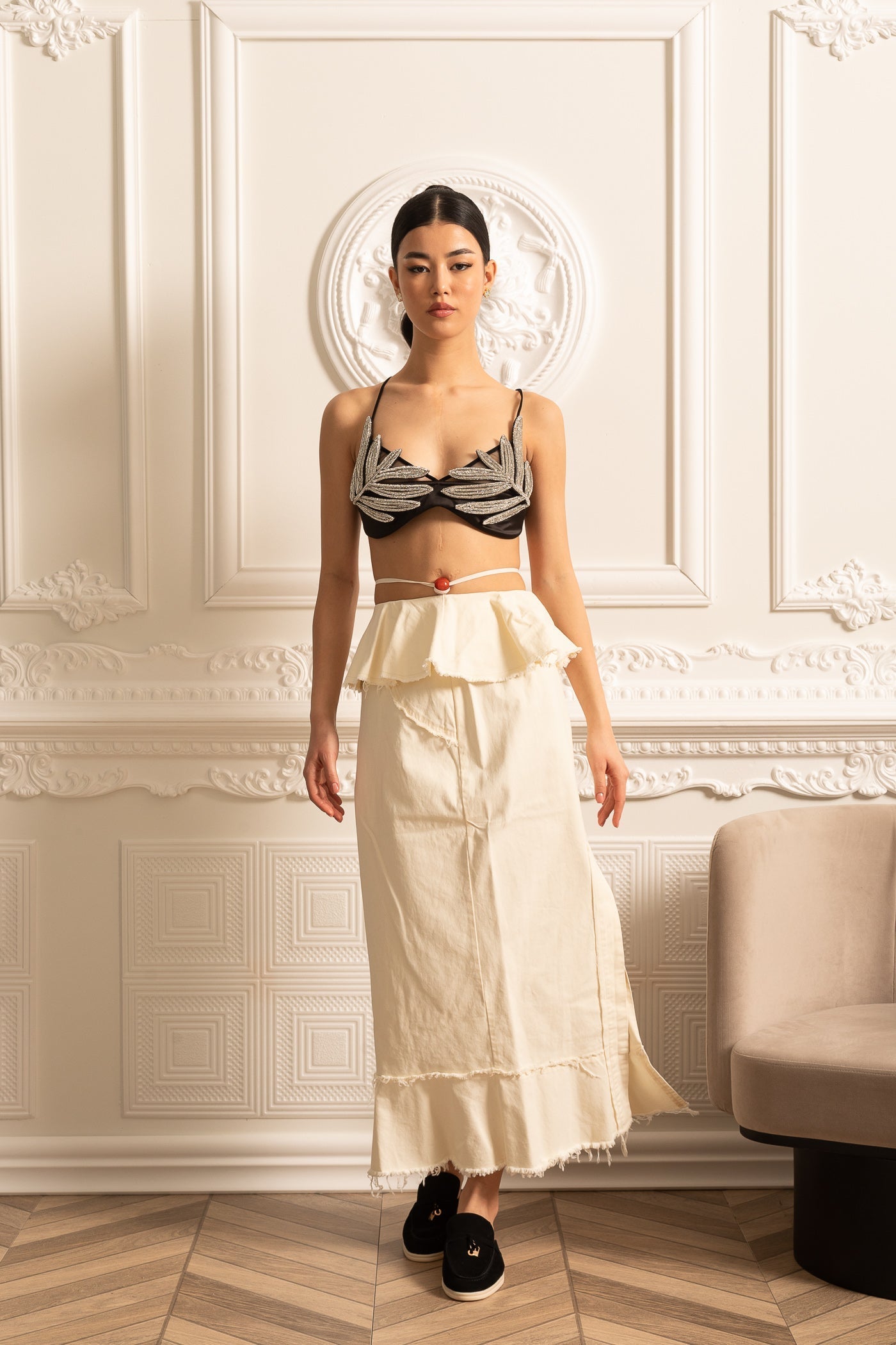 La Lumière — Structured Cotton Maxi Skirt