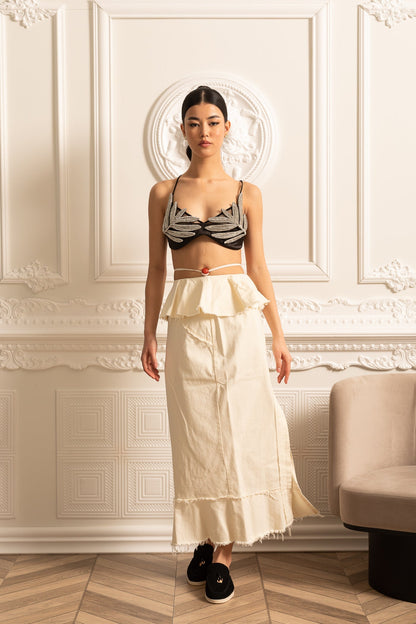 La Lumière — Structured Cotton Maxi Skirt