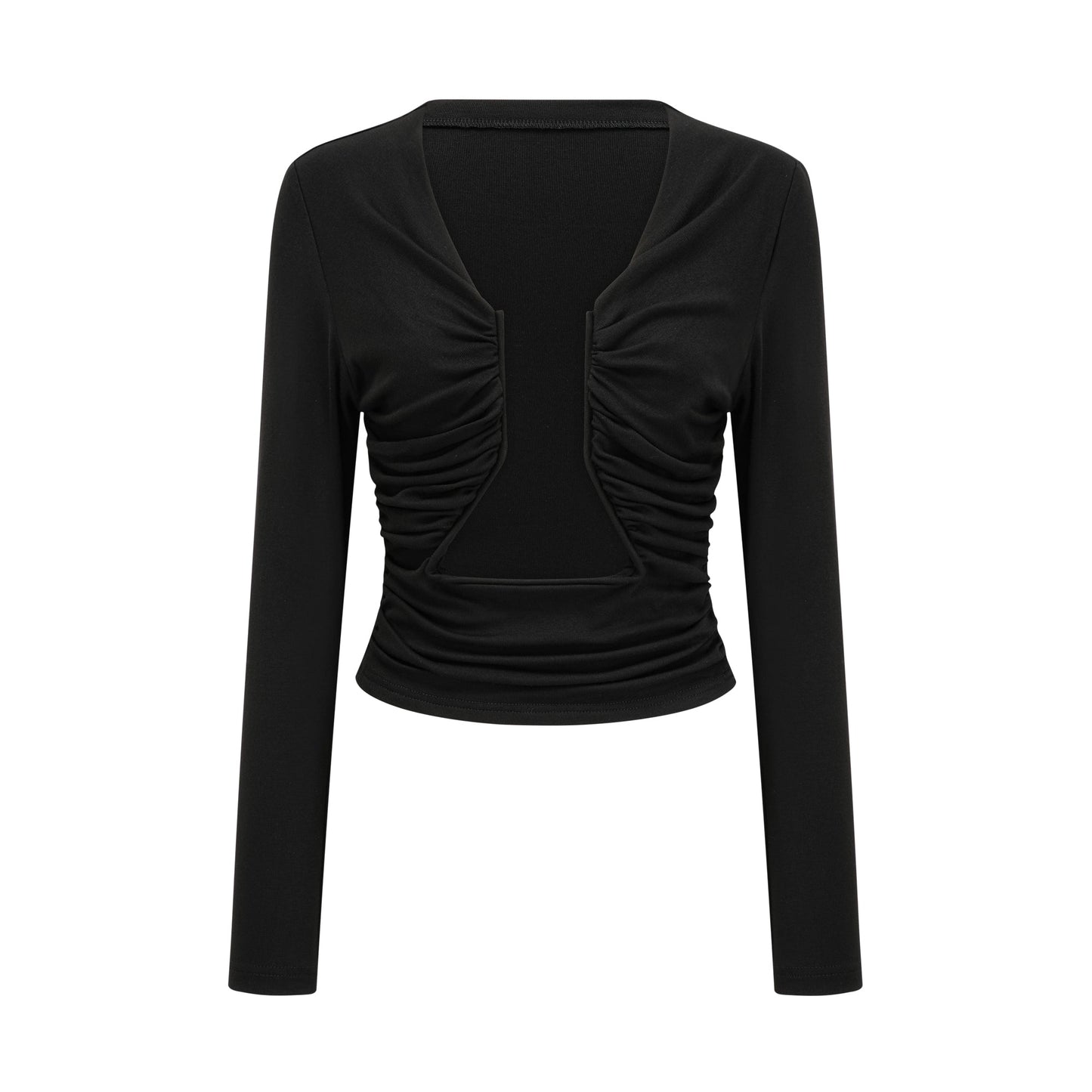 La Noir Drapée — Sculpted open-front top