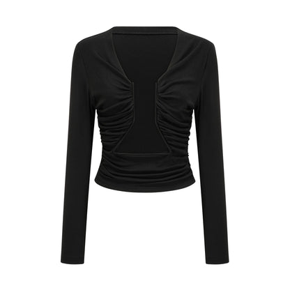 La Noir Drapée — Sculpted open-front top