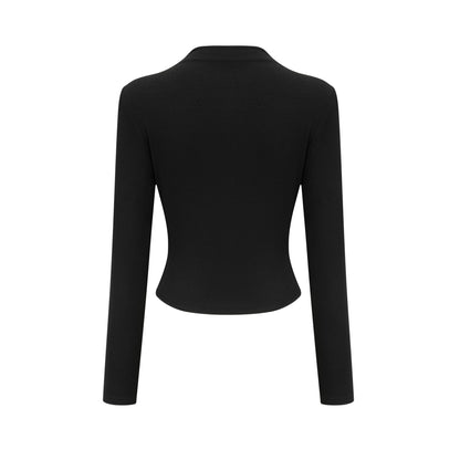 La Noir Drapée — Sculpted open-front top
