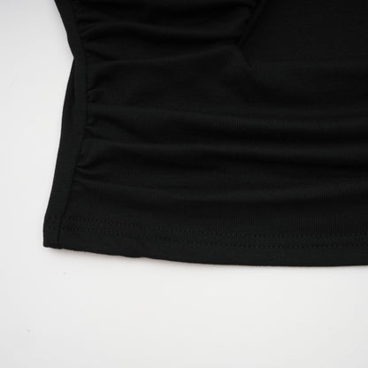 La Noir Drapée — Sculpted open-front top