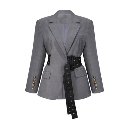 La Ceinture Structurée — Tailored blazer dress with statement belt