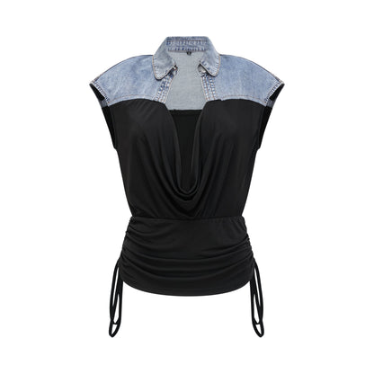 La Contraste Cintrée — Panelled draped top and skirt set