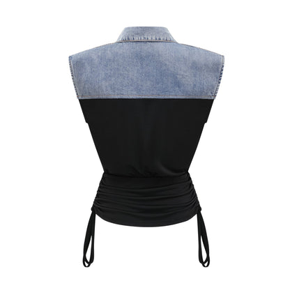 La Contraste Cintrée — Panelled draped top and skirt set
