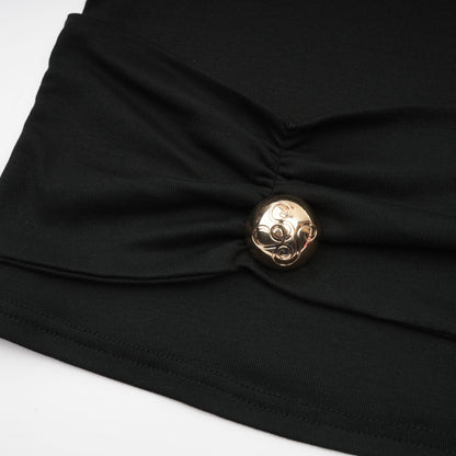 La Drapée Nocturne — Halterneck cut-out jersey top