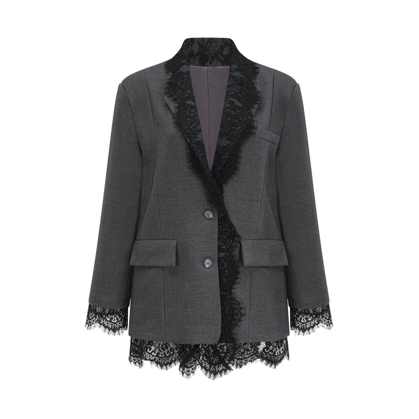 La Dentelle Tailleur — Lace-panel structured blazer