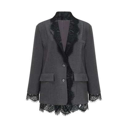 La Dentelle Tailleur — Lace-panel structured blazer
