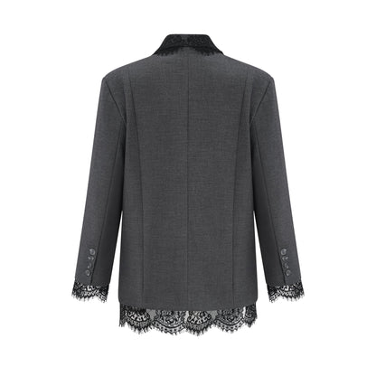 La Dentelle Tailleur — Lace-panel structured blazer
