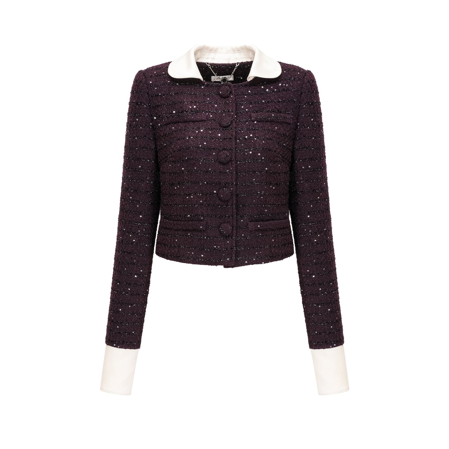 La Pourpre Éclatante — Cropped tweed jacket and mini skirt set