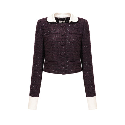 La Pourpre Éclatante — Cropped tweed jacket and mini skirt set