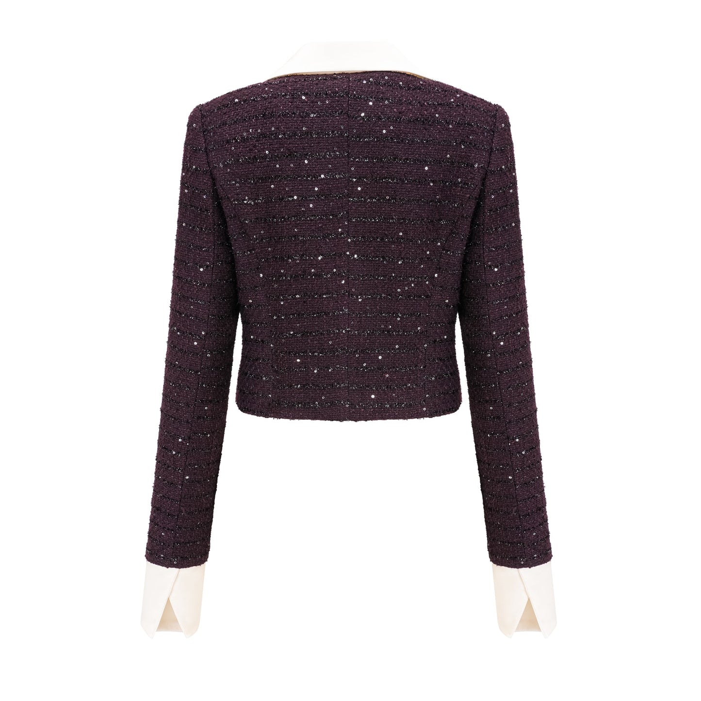 La Minuit — Sequin tweed cropped jacket and mini skirt