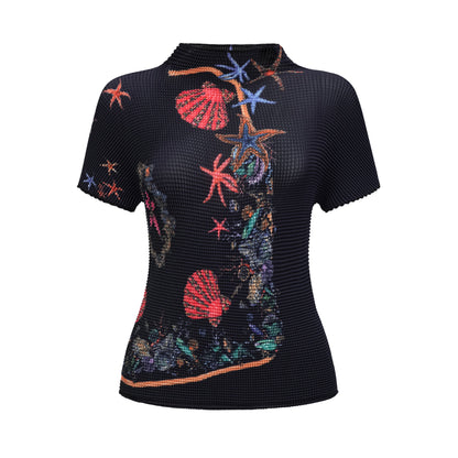 La Jardin Minuit — Printed knit top and pleated midi skirt