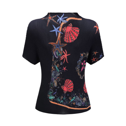La Jardin Minuit — Printed knit top and pleated midi skirt