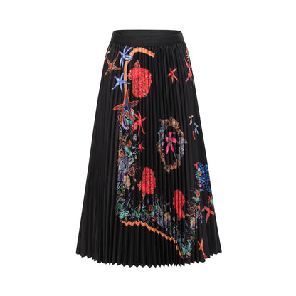 La Jardin Minuit — Printed knit top and pleated midi skirt