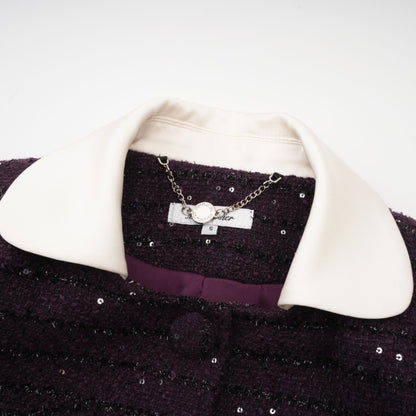 La Minuit — Sequin tweed cropped jacket and mini skirt