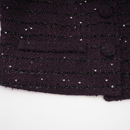 La Minuit — Sequin tweed cropped jacket and mini skirt