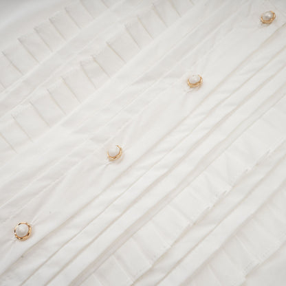 La Foulard Éthérée — Pleated scarf-collar cropped blouse