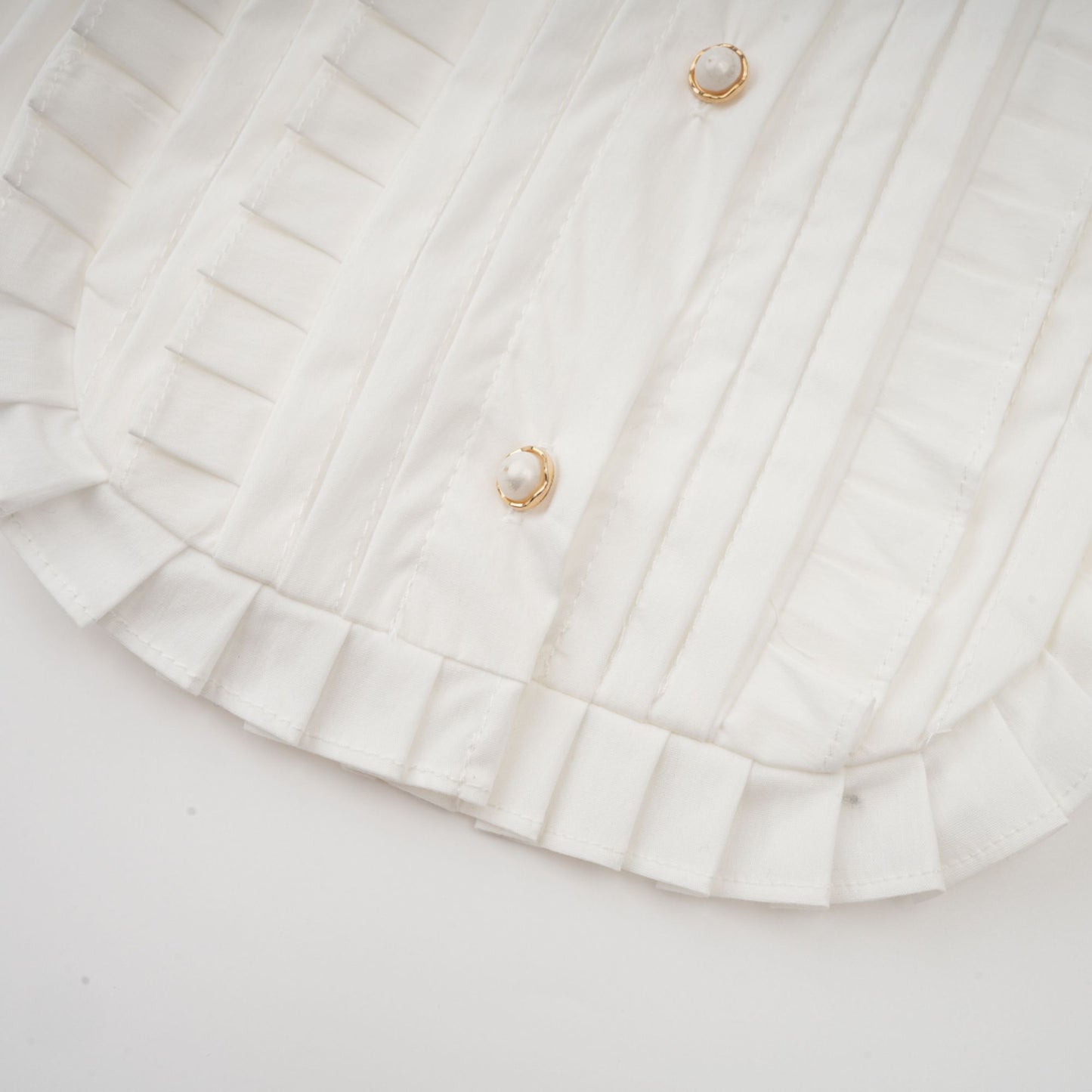 La Foulard Éthérée — Pleated scarf-collar cropped blouse