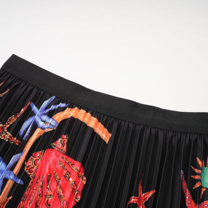 La Jardin Minuit — Printed knit top and pleated midi skirt