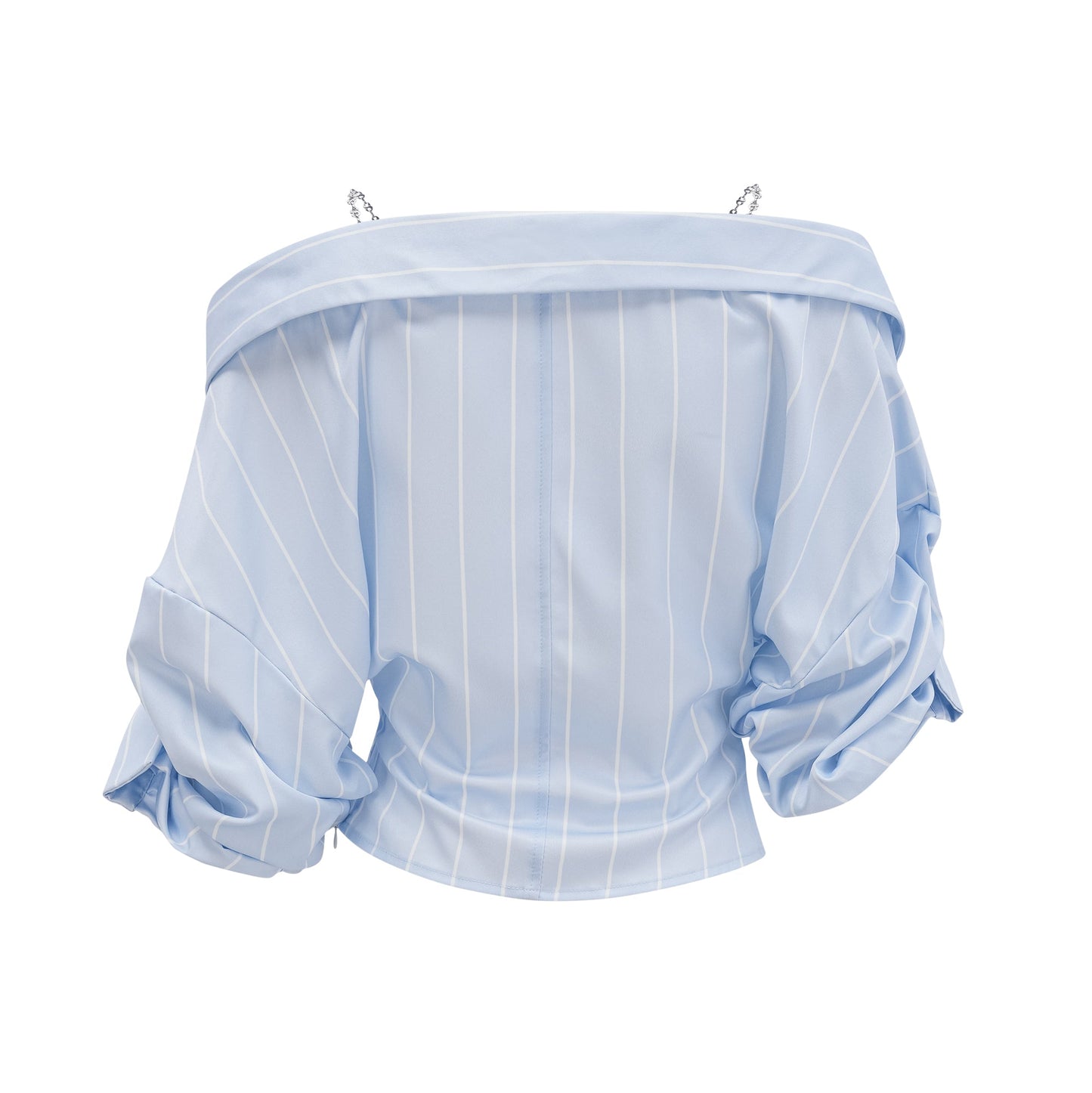La Rayure Déstructurée — Off-shoulder striped cropped blouse